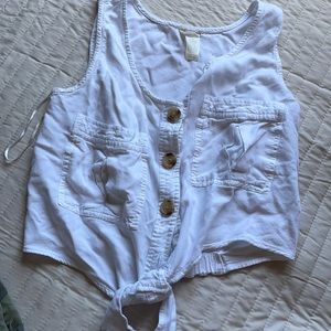 sleeveless top with front tie